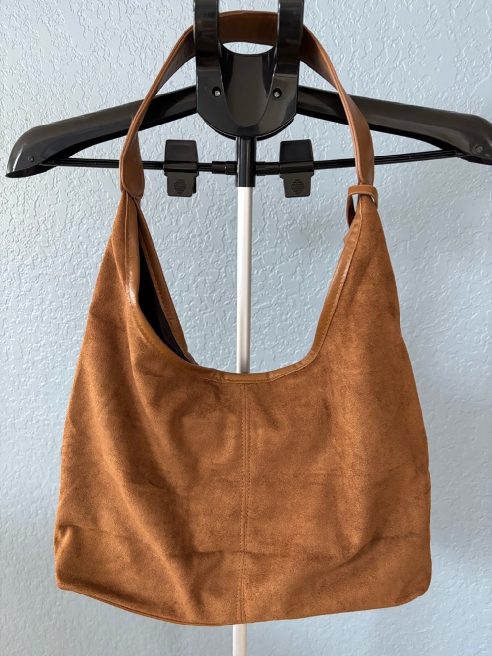 Faux Suede Slouchy Hobo  Shoulder Purse Light Brown-New - Picture 2 of 5